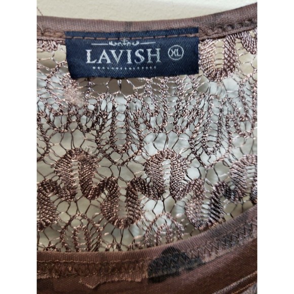 Lavish size XL light cocoa lace poncho/tank ladies top USA - Picture 3 of 10